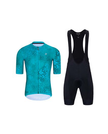 HOLOKOLO Cycling short sleeve jersey and shorts - RUSTLE - black/turquoise